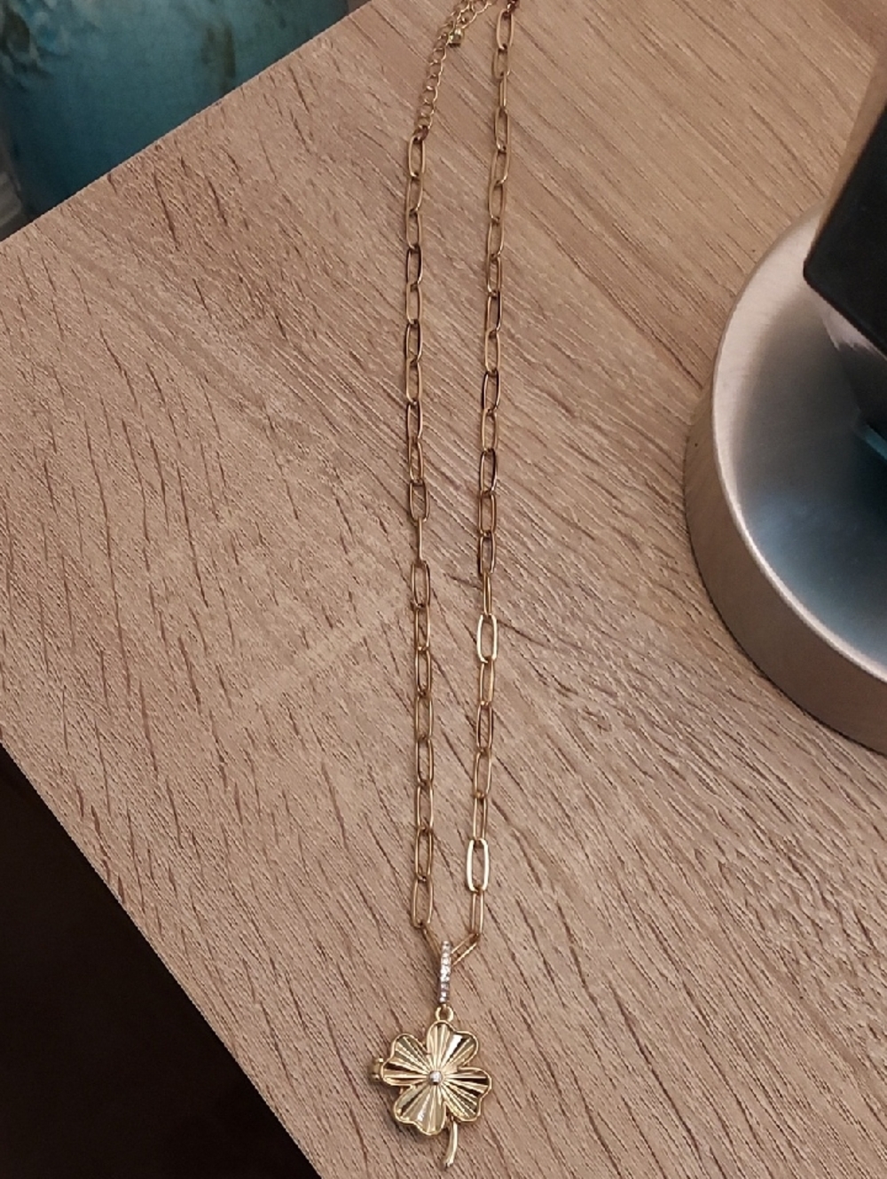 Goldtone Four-Leaf Clover Pendant Necklace - Elegant Women’s Jewelry